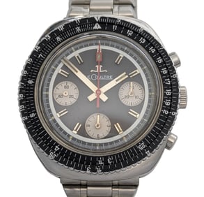 1960s LeCoultre Calculator Mens Chronograph SS  Vintage Swiss Running 17j Mechanical Wrist Watch