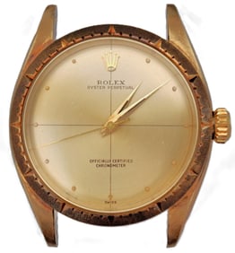 Amazing Rarely Worn 6582 Rolex Zephyr All 14k Gold Mens Automatic Wrist Watch w Sticker