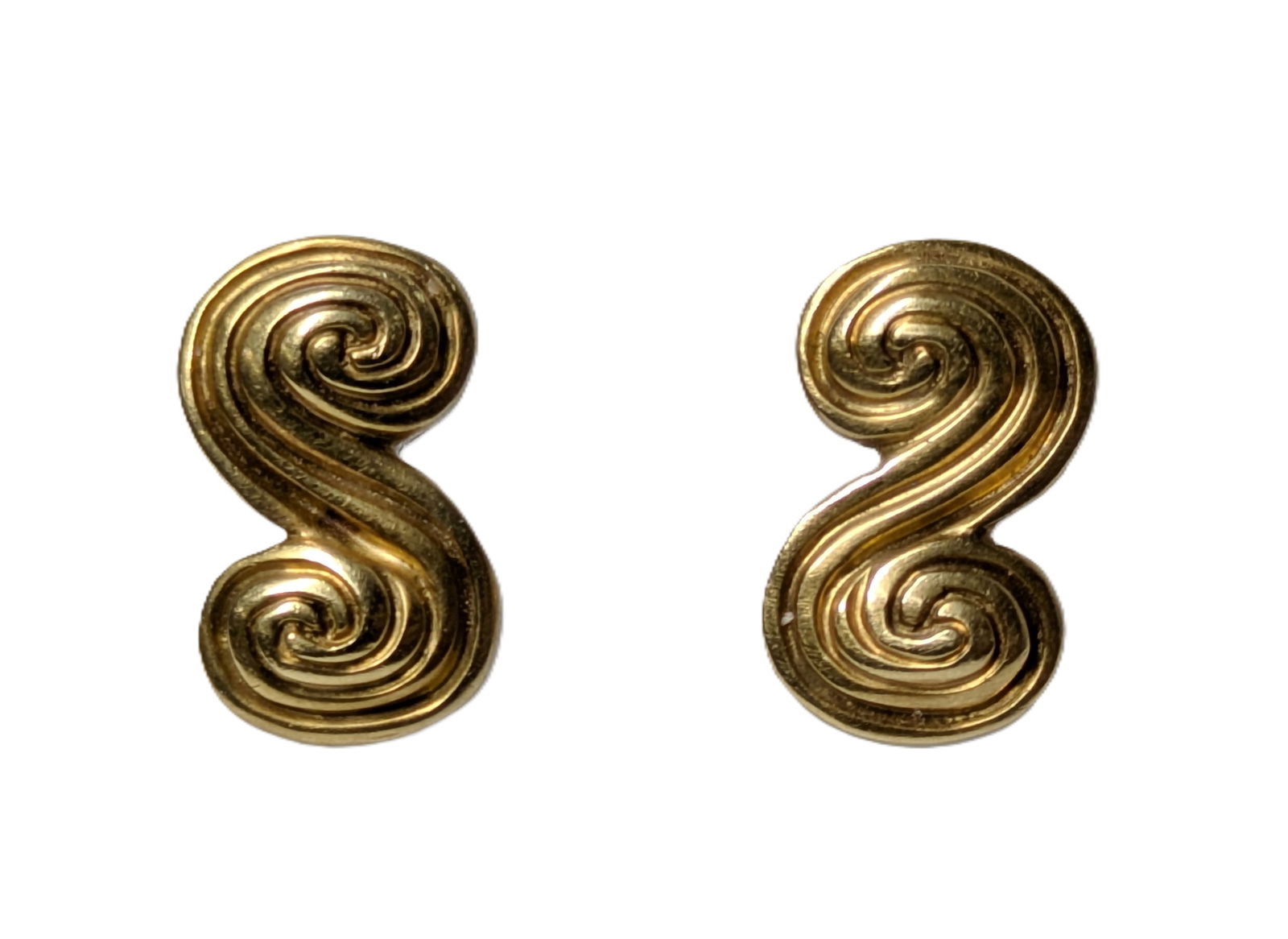 Tiffany & Co Heavy 18K Gold Swirl Earring Studs Ladies (1 of 7)