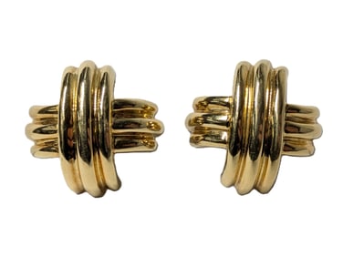 Large Size 1980s Tiffany & Co Heavy 18K Gold Ladies Clip On Earrings