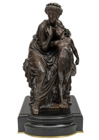 Old Warm Patina Venus Cupid Bronze Likely By Moreau 16 Inches Overall 30 Lbs Circa 100 Years Old