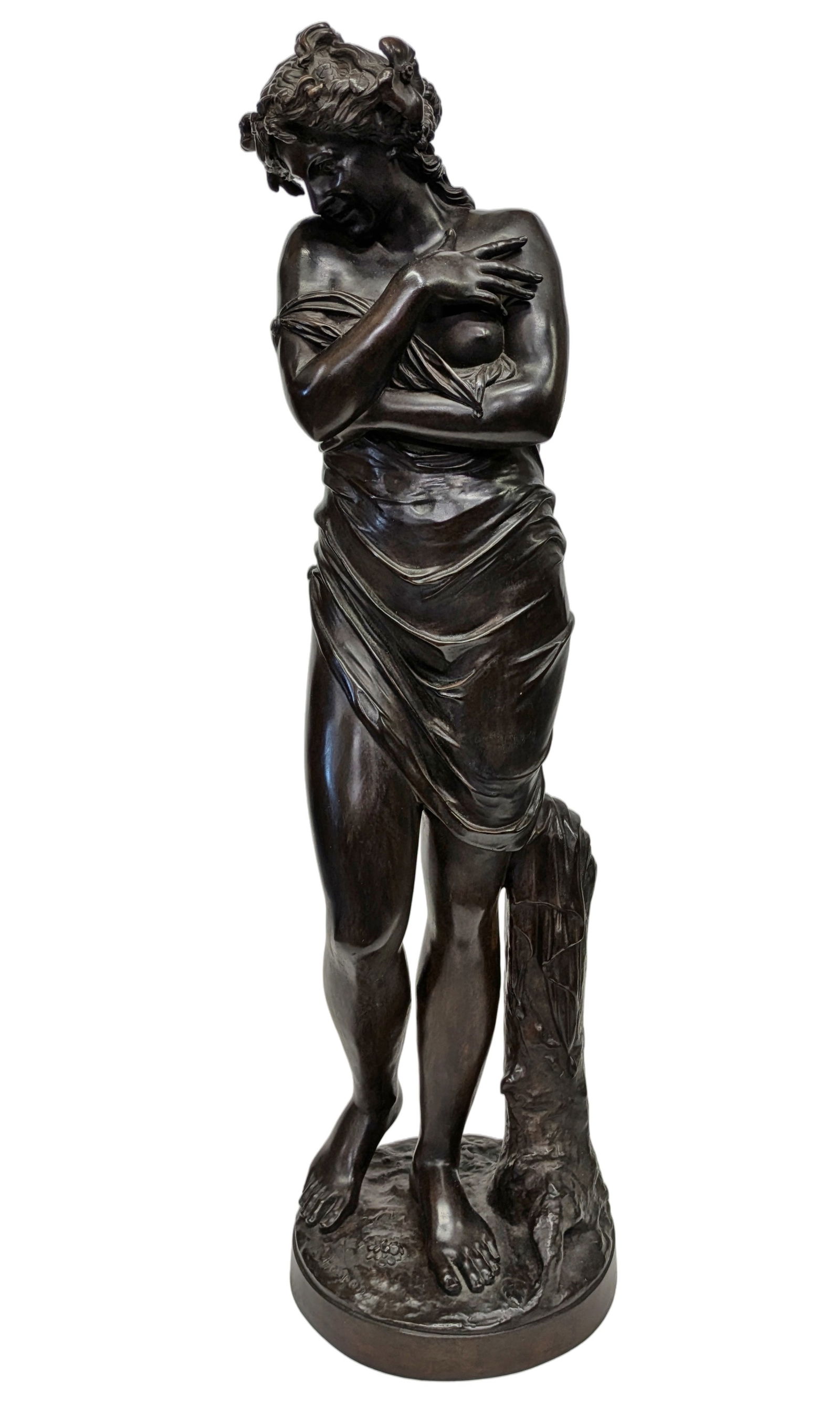 Large Vintage to Prewar Female After Houdon Standing Nude 26.75 Inch Bronze Classical Sculpture: Described By:Dillon CNX VX 0334 1067 Title:Large Vintage to Prewar Female After Houdon Standing Nude 26.75 Inch Bronze Classical Sculpture Description: Large Vintage to Prewar Female After Houdon