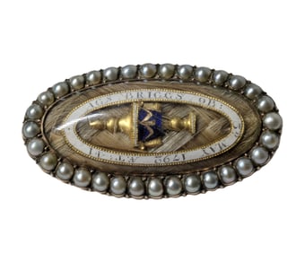 May 1792 Gold Natural Pearl Memento Mori Briggs Family Hair Brooch
