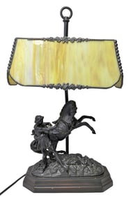 Continental Bronze Figural Lamp Neoclassical Greek Roman Grand Tour Trainer or Slave Late Victorian