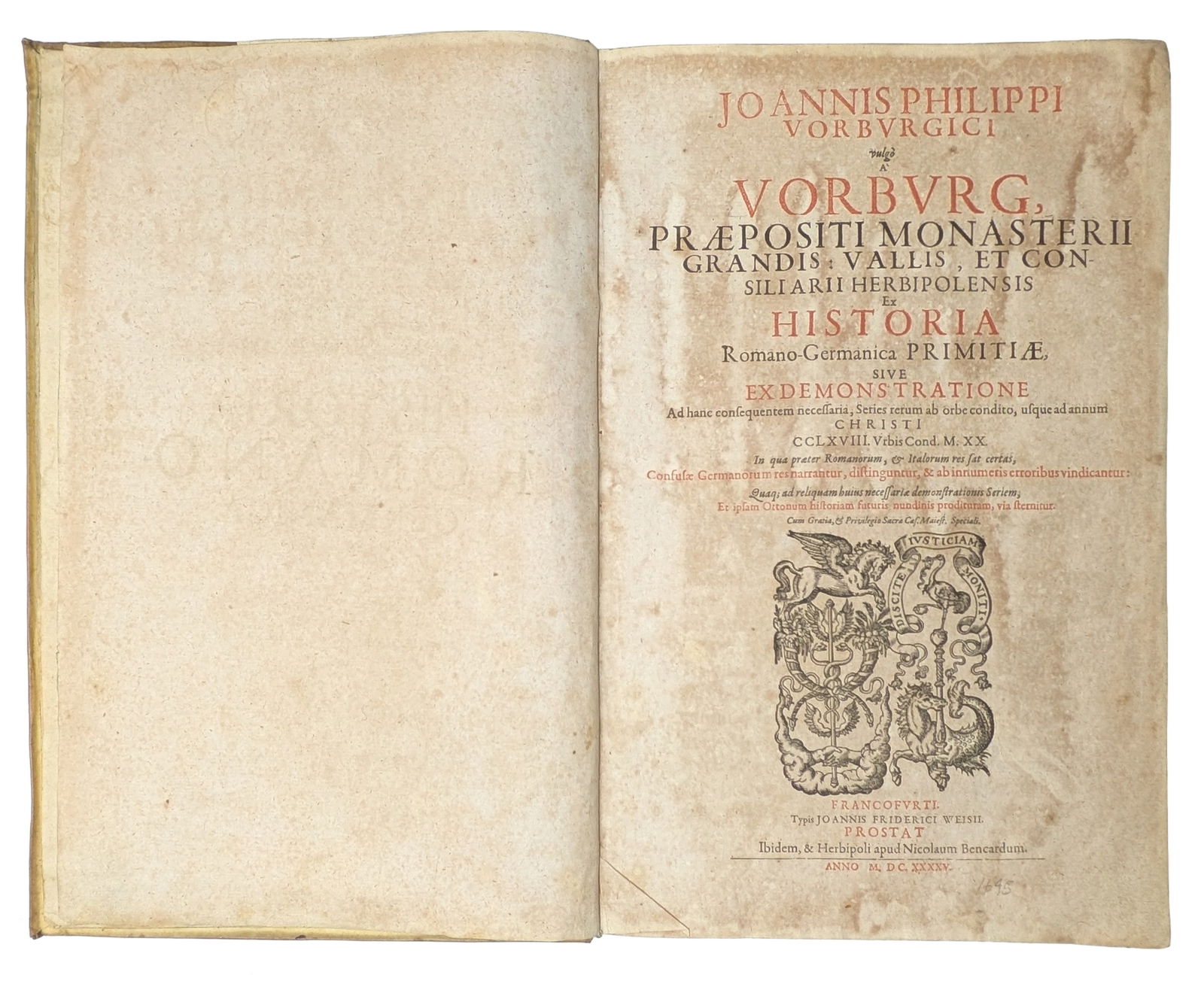 1645 King Pilippe Joannis Weisii History of Rome and Germanica Antiquarian Tome Book Annotated 1723: Described By:Dillon 68060 NGDD Title:1645 King Pilippe Joannis Weisii History of Rome and Germanica Antiquarian Tome Book Annotated 1723 Description: 1645 King Pilippe Joannis Weisii History of Rome