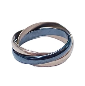 Vintage 18k White Gold Ceramic Mens Cartier Rolling Ring