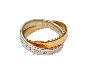 Vintage Tiffany & Co. Ladies Sterling Silver 18k Yellow Gold Rolling Ring