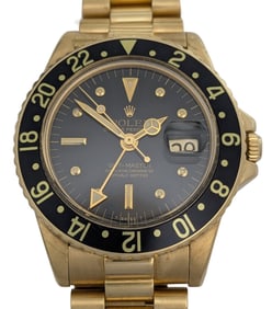 Extraordinary 1675 Barn Find 18K Gold Rolex GMT Master 2.2 Million Serial Vintage Watch Box Two Dial