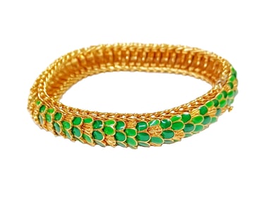 18k Gold Snake Dragon Scale Bracelet 1950s Italian 70.3g