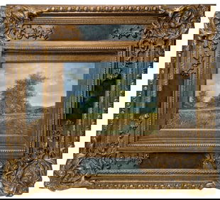 Original Artist Signed Décor 19th Century Style Post Impressionist Oil on Panel Post War Painting