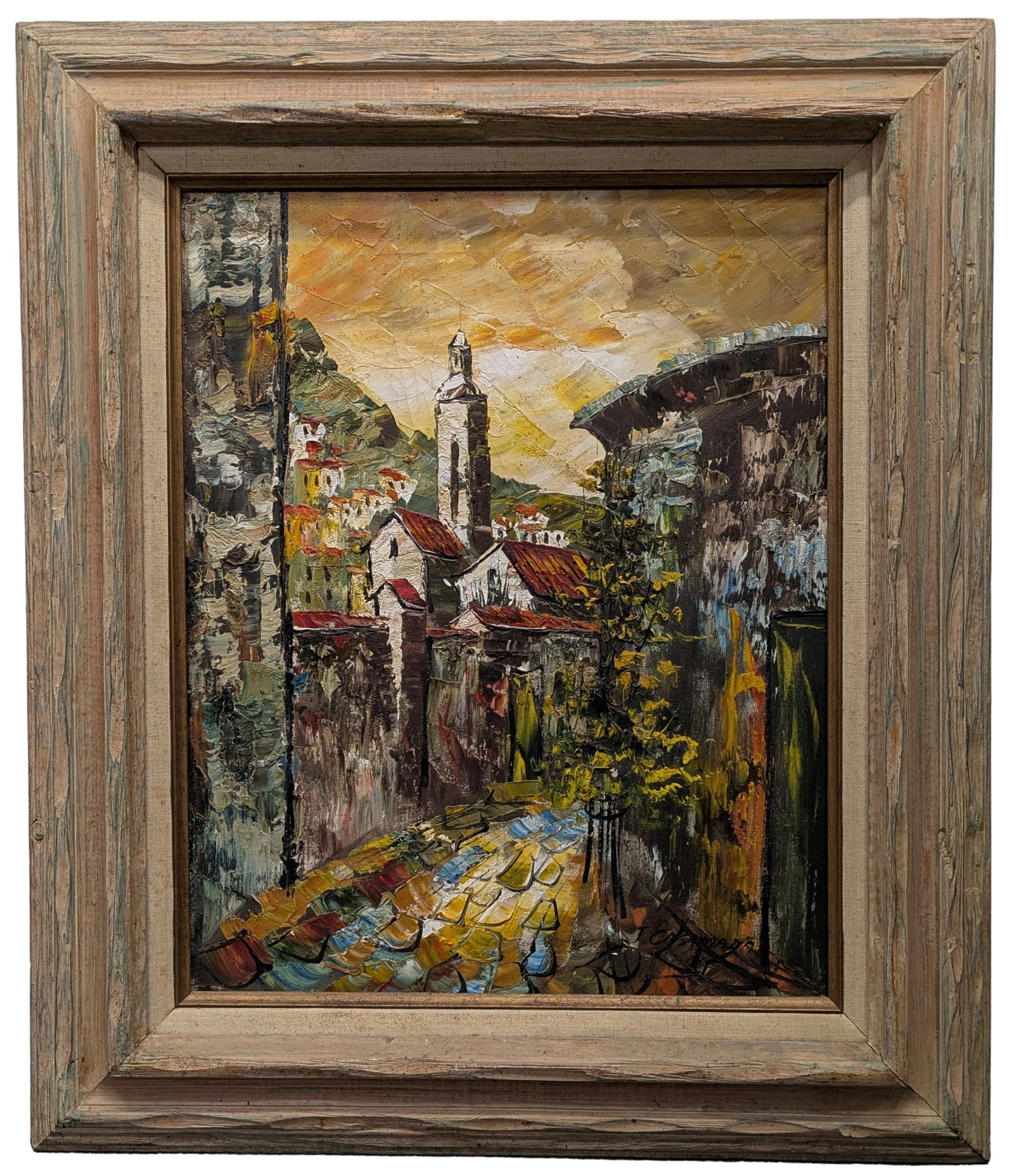 J Casamada Signed Impressionist Cityscape Acrylic on Canvas 16 x 20 Inch Framed Painting (1 of 6)