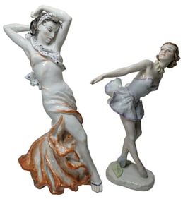 Lot 2 Large Rosenthal HP Hand Painted Flamenco Dancer Klasen Ballerina Female German Porcelain