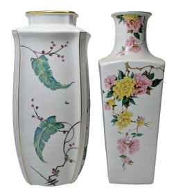 Big Rosenthal Kaiser Vases Lot 2 Kaiser Peking Rosenthal Signed HP Hand Painted Porcelain Gilt Asian