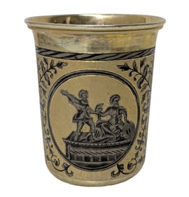 Russian 1837 Nicolay Dubrovin A.K. 84 Moscow Silid Silver Gilt Niello Architectural Panels Vermeil