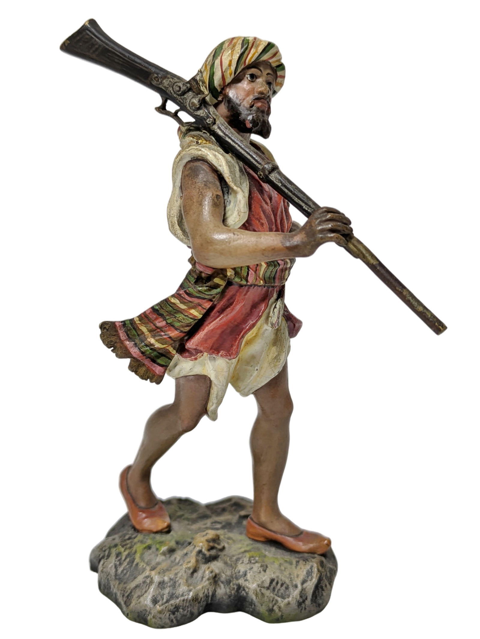 Franz Bergman Signed Austrian Cold Painted Vienna Bronze Arab with Rifle Figure Statue Sculpture (1 of 7)