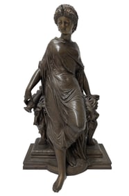Antique Francois Mage Franch Bronze Grand Tour Antiquity Subject 11.25 Inches Signed Statue