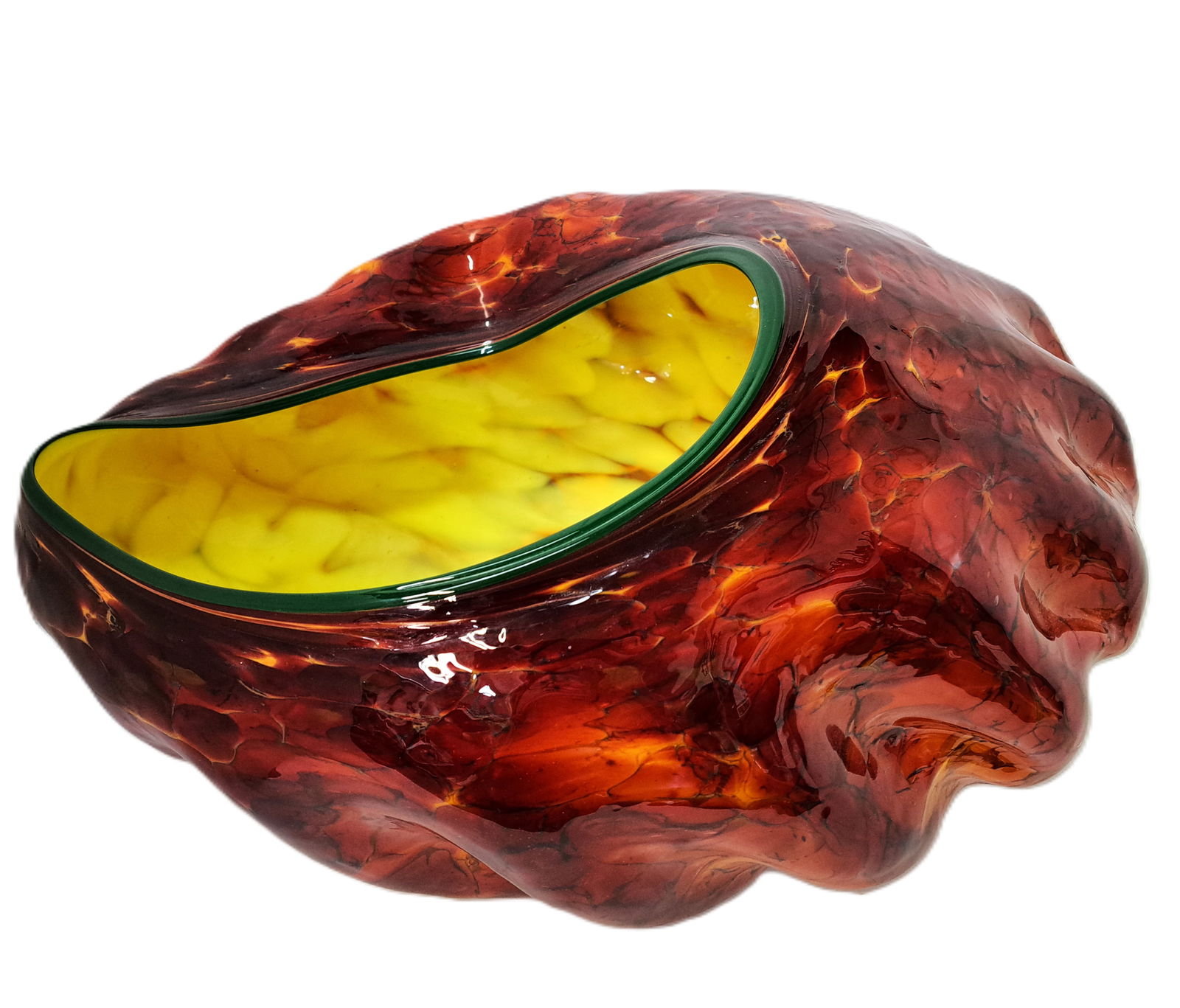 Stunning Dale Chihuly Basket Fire Orange Evergreen Lip Wrap Macchia 1994 Art Glass: Described By:Rachel CNX 0367 1119 Title:Stunning Dale Chihuly Basket Fire Orange Evergreen Lip Wrap Macchia 1994 Art Glass Description: Stunning Dale Chihuly Basket Fire Orange Evergreen Lip Wrap