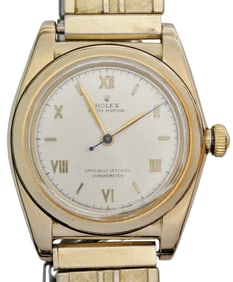 Rolex Oyster Perpetual Chronometer 14K Rose Gold Bubbleback Vintage Wrist Watch