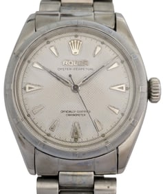 Genuine Rolex Oyster Perpetual Chronometer Waffle Dial Bubbleback Vintage Wrist Watch