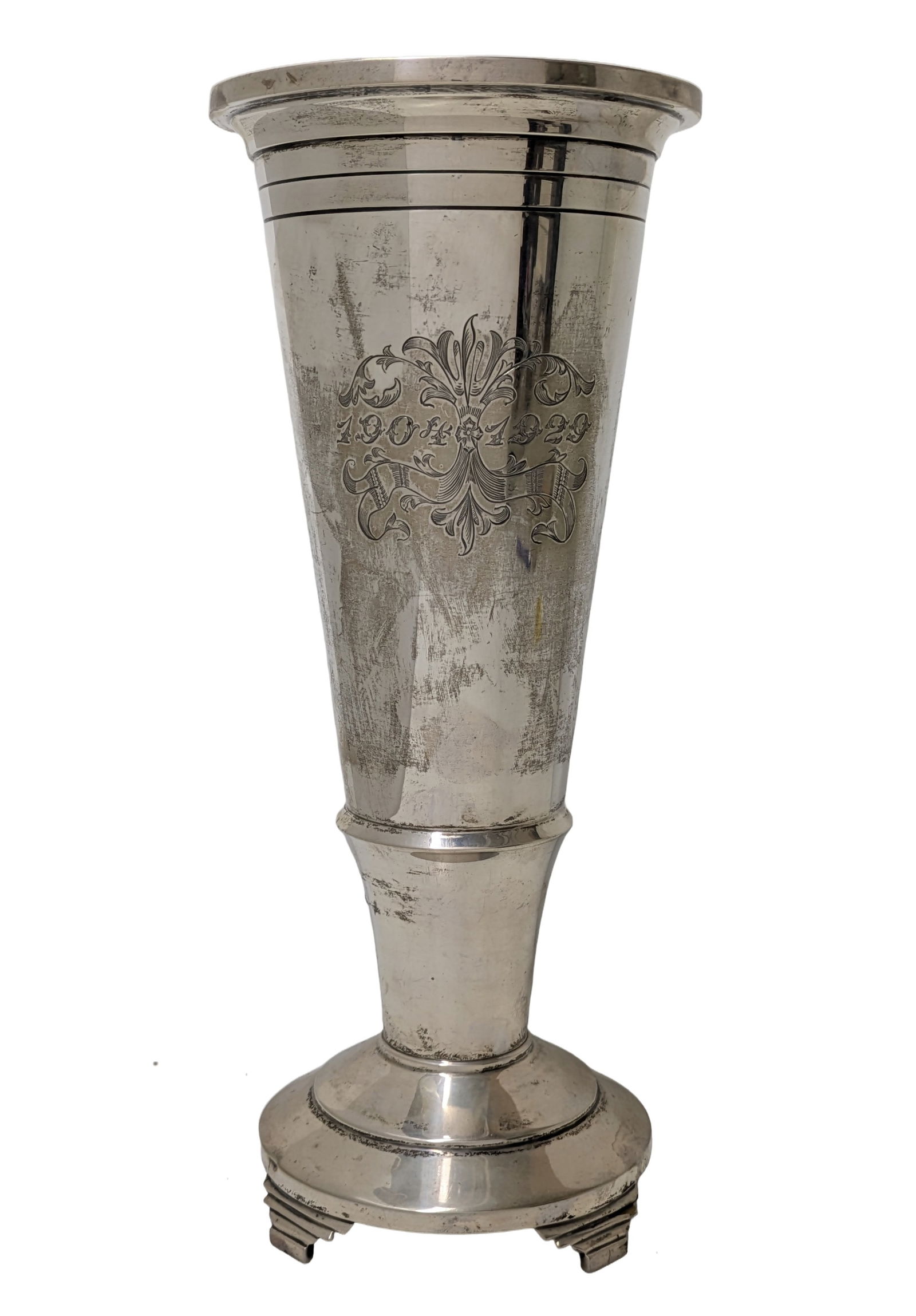 Big Art Deco Sterling Silver Vase 12 Inches 16.78ozt Pre WWII Skyscraper Pre MCM Modernist (1 of 8)