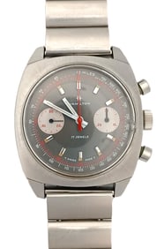 Vintage Hamilton Big Eye Valjoux 7733 Chronograph Mens Manuel Wrist Watch Watch w/ Box