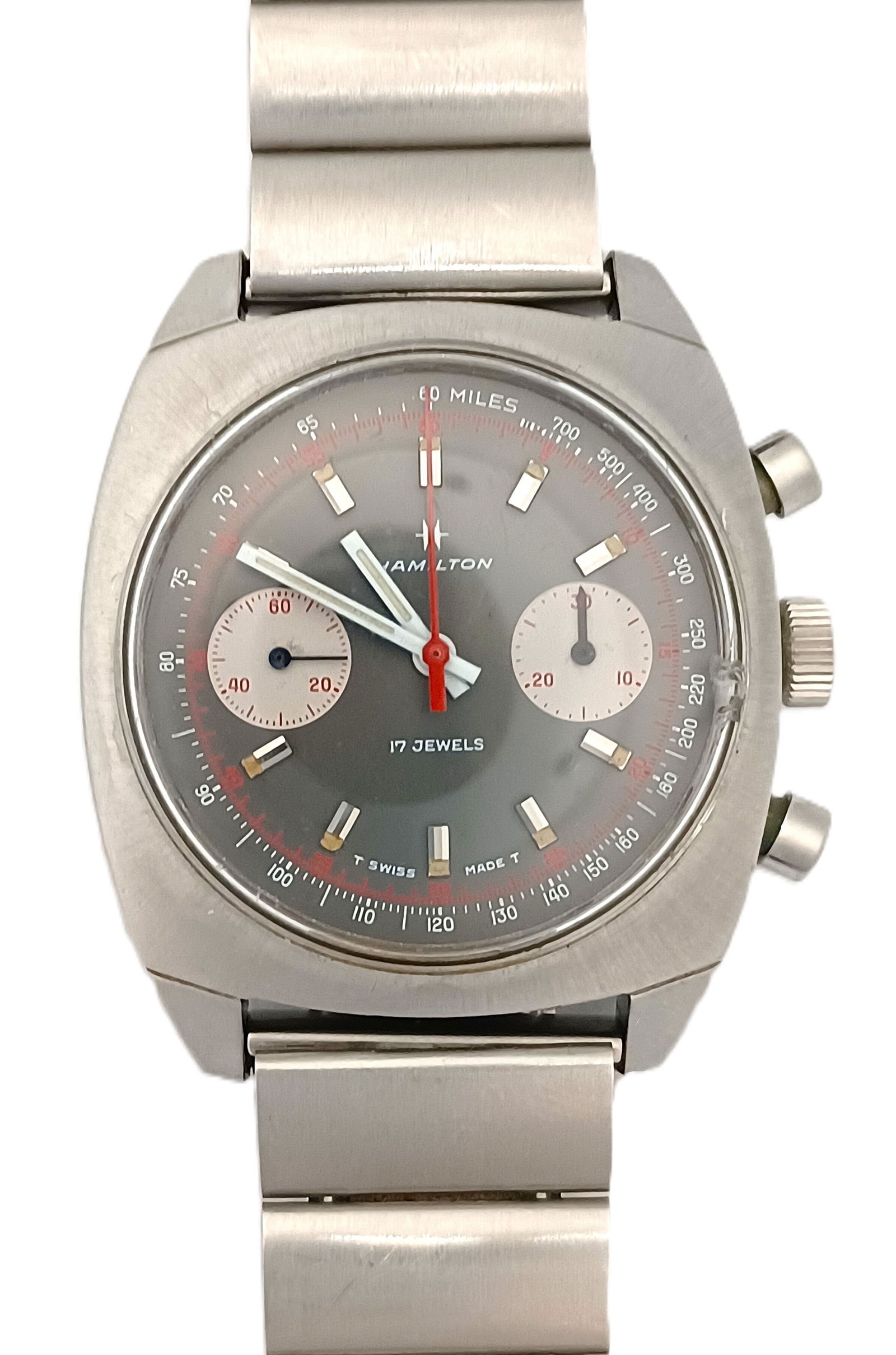 Vintage Hamilton Big Eye Valjoux 7733 Chronograph Mens Manuel Wrist Watch Watch w/ Box