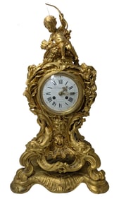 Big Antique JE Caldwell Bronze Antique French Cherub Mantel Clock 23.75 Inches 65 Pounds Gilt Dore E