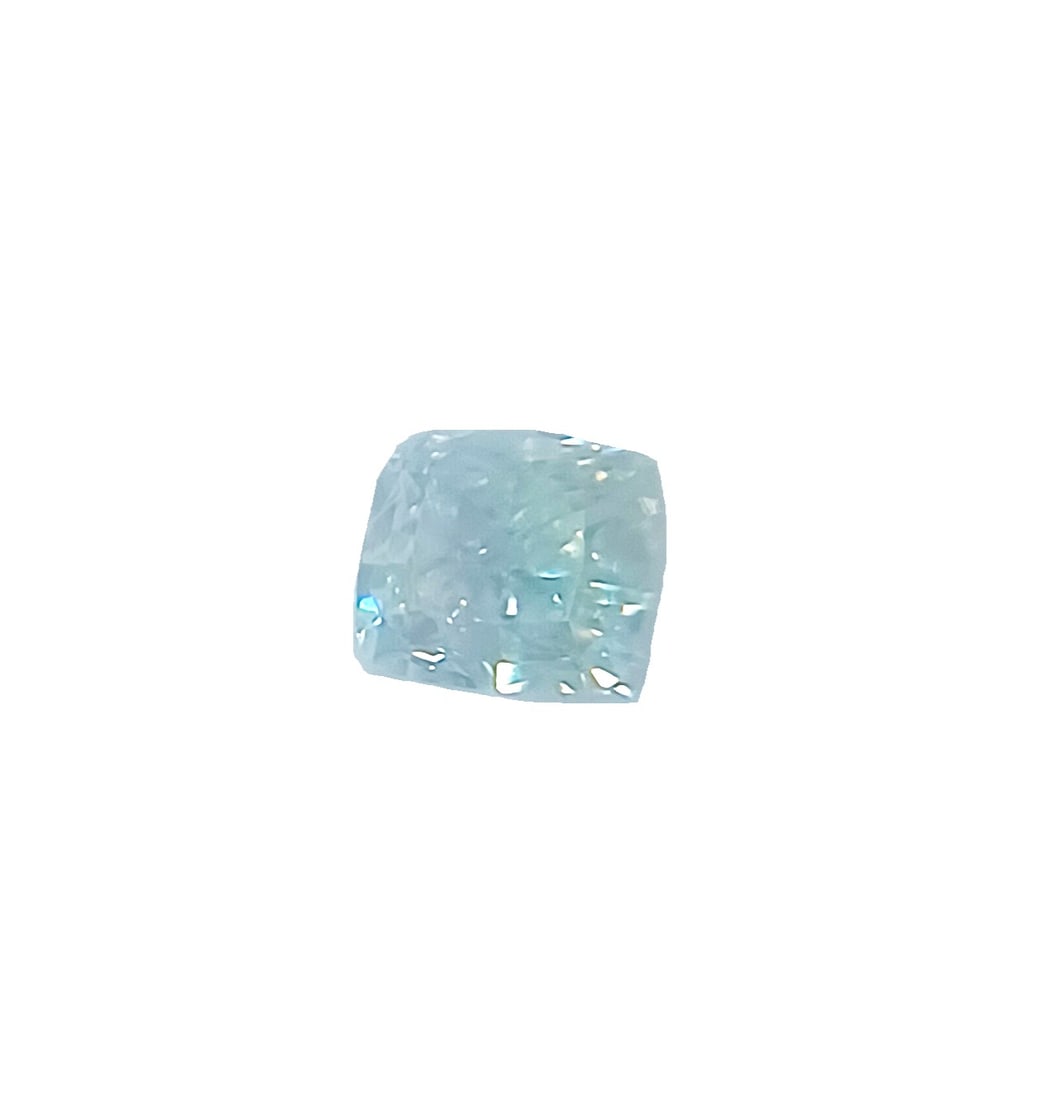 GIA Fancy Light Bluish Green Diamond 0.11CT Cushion Modified Brilliant Diamond Graded (1 of 3)