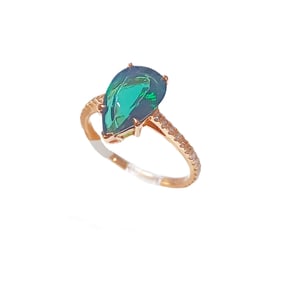 Large 2.77ct Tourmaline Modified Brilliant Cut Pair 18k Rose Gold Diamond Ring 7.5 Size