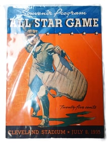 1935 Baseball All Star Game Souvenir Program Cleveland Stadium Incredible Condition