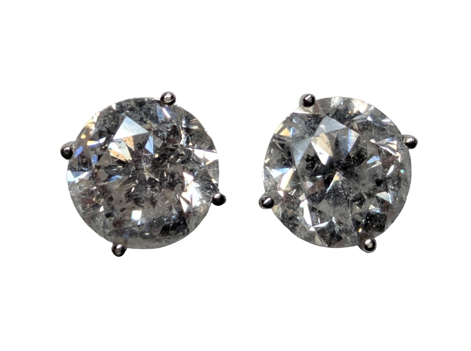 Huge 4.01ctw Brilliant Cut Natural Diamond 14K White Gold Earring Studs w Appraisal Report: Described & Photographed By: Dillon CNX 0379 1159 Title: Huge 4.01ctw Brilliant Cut Natural Diamond 14K White Gold Earring Studs w Appraisal Report Description:Huge 4.01ctw Brilliant Cut Natural Diamo