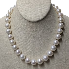 GIA Large Cultured South Sea Pearl 14K White Gold Graduated Strand Necklace 18in