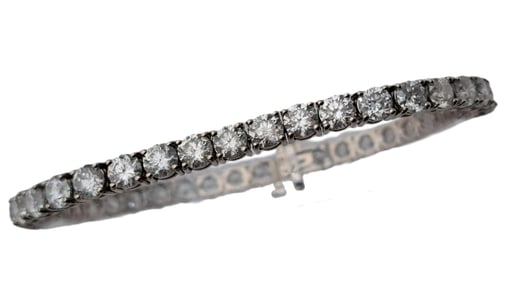 15.4ctw Natural Diamond 14k White Gold 7.25in Ladies Fine Tennis Bracelet w Appraisal