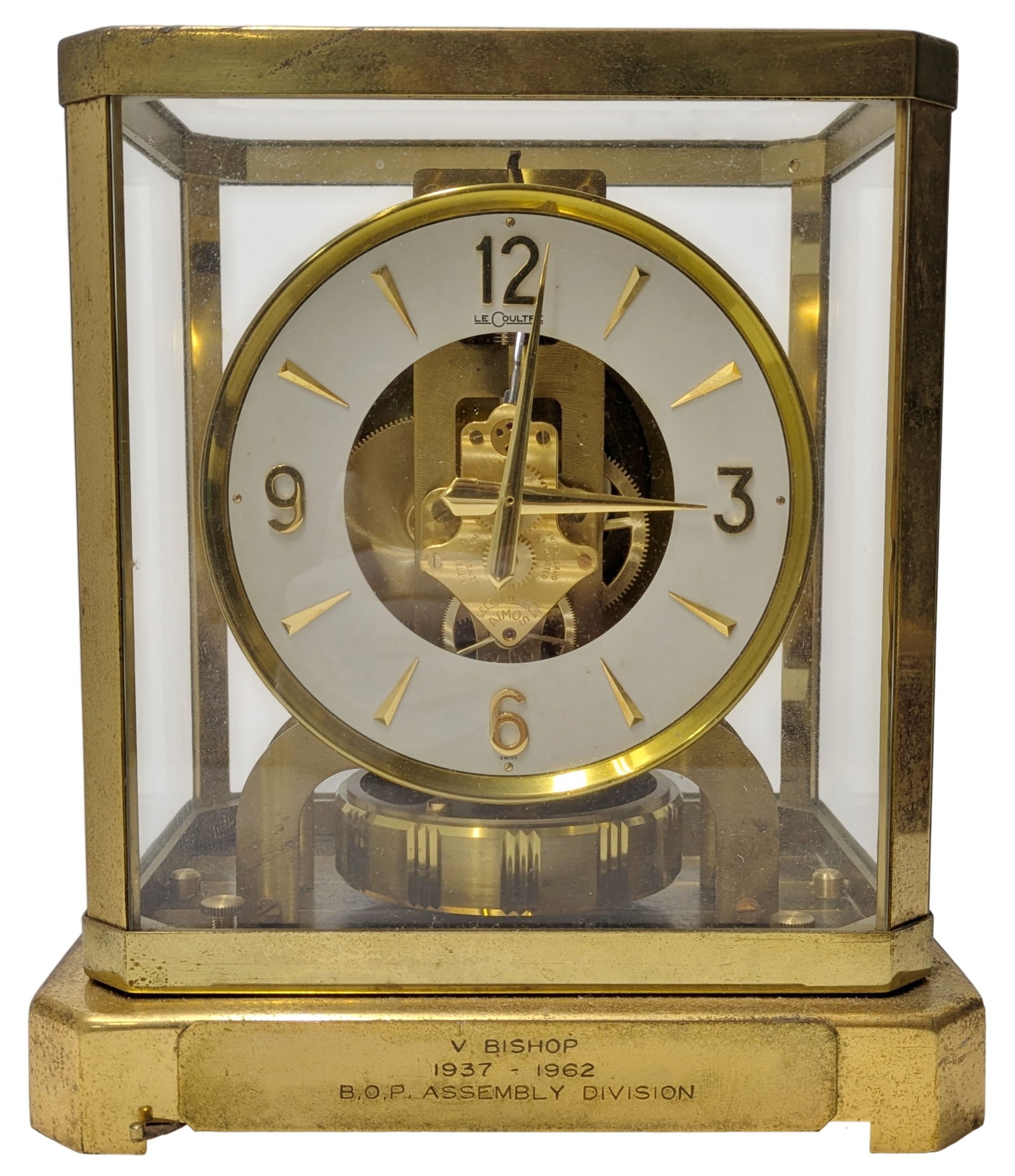 Working Vintage Jeager LeCoultre Atmos Caliber 528-6 15j Swiss Brass Gilt Mantle Clock: Described By:Dillon 68927 NFOD Title:Working Vintage Jeager LeCoultre Atmos Caliber 528-6 15j Swiss Brass Gilt Mantle Clock Description: Working Vintage Jeager LeCoultre Atmos 15j Swiss Brass Gilt