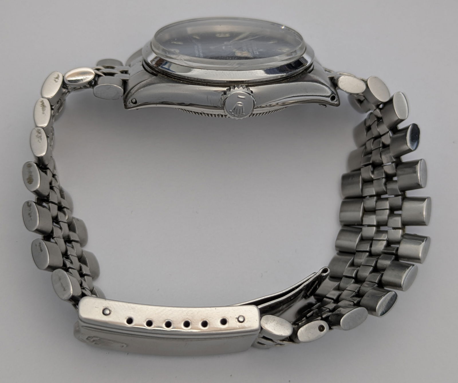 1955 Rolex Bubbleback 6284 SS Mens Automatic Running Wrist Watch w/ Big Crown Bracelet - 3