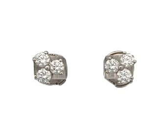 0.72ctw Tiffany & Co 3 Stone Cluster Diamond Platinum Earrings