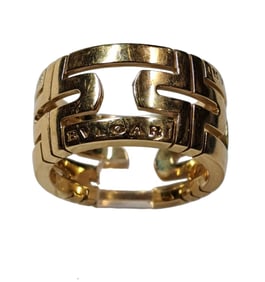Bulgari Parentesi 18K Yellow Gold Ladies Wide Band Ring Size 6.25