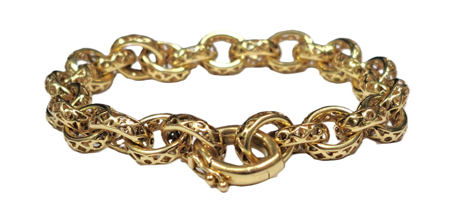 Tiffany & Co. Paloma Picasso 18k Yellow Gold Marrakesh Link Bracelet: Described & Photographed By: Mike NFRDD 69550 Title: Tiffany & Co. Paloma Picasso 18k Yellow Gold Marrakesh Link Bracelet Description: Stunning piece by Tiffany! Make it yours today. Happy bidding!