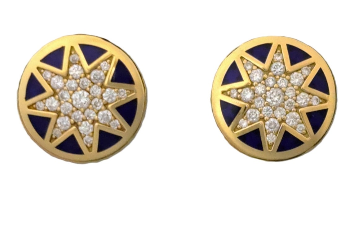 Tiffany & Co Paloma Picasso Venezia Stella 18K Yellow Gold Natural Diamond Stud Earrings: Described & Photographed By: Sam / NRDD 69549 Title: Tiffany & Co Paloma Picasso Venezia Stella 18K Yellow Gold Natural Diamond Stud Earrings Description:Tiffany & Co Paloma Picasso Venezia Stella 18