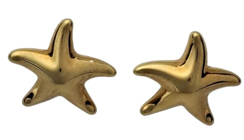 Tiffany & Co Elsa Peretti Starfish 18K Yellow Gold Stud Earrings
