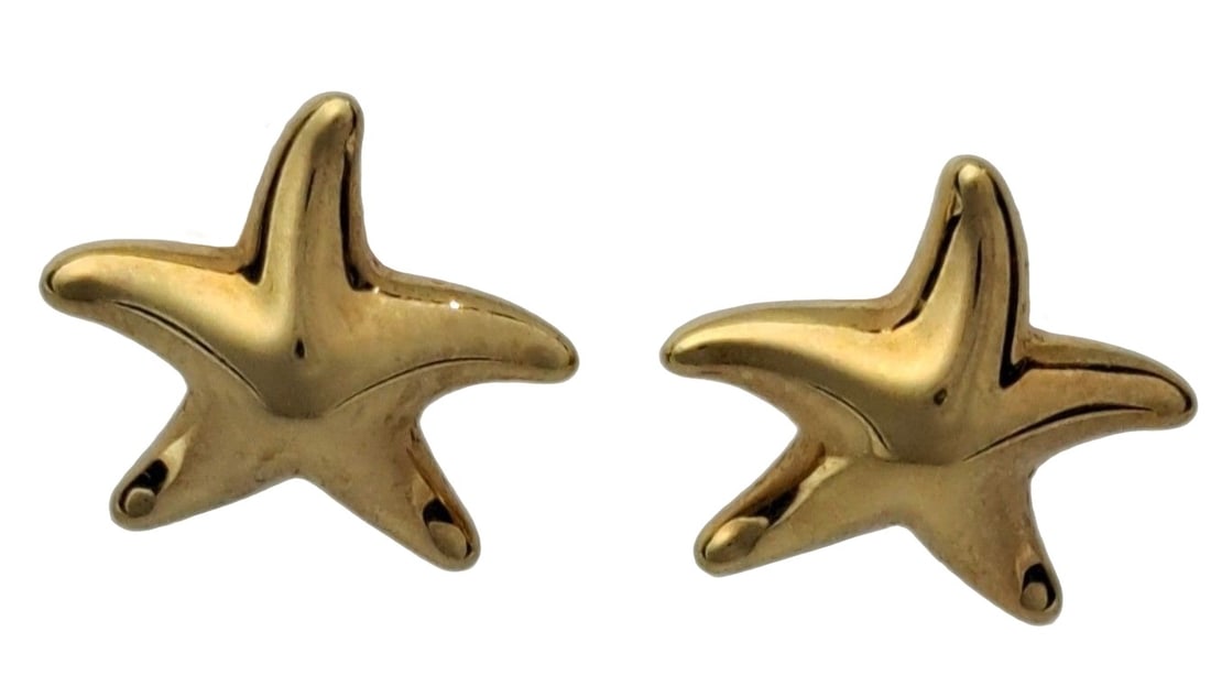 Tiffany & Co Elsa Peretti Starfish 18K Yellow Gold Stud Earrings (1 of 5)