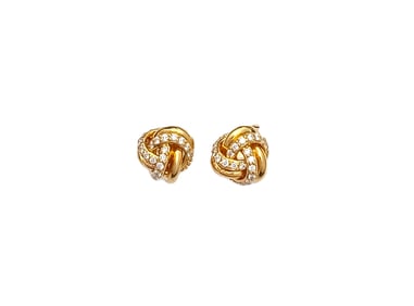 Tiffany & Co 18k Yellow Gold Diamond Love Knot Earrings