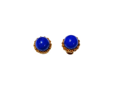18k Yellow Gold Schlumberger Tiffany & Co. Lapis Lazuli Earrings