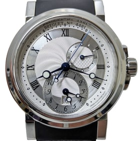 Mint Breguet Marine Dual Time 5857 Date SS Automatic Wrist Watch Box Papers