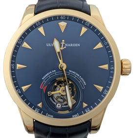 Serial #1 Ulysse Nardin Anchor Tourbillon 18K Gold Mens Wrist Watch Box Papers