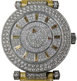 Exceedingly Rare 18K Gold Diamond Franck Muller 6.55ctw Massive Unisex Double Mystery Wrist Watch Fo