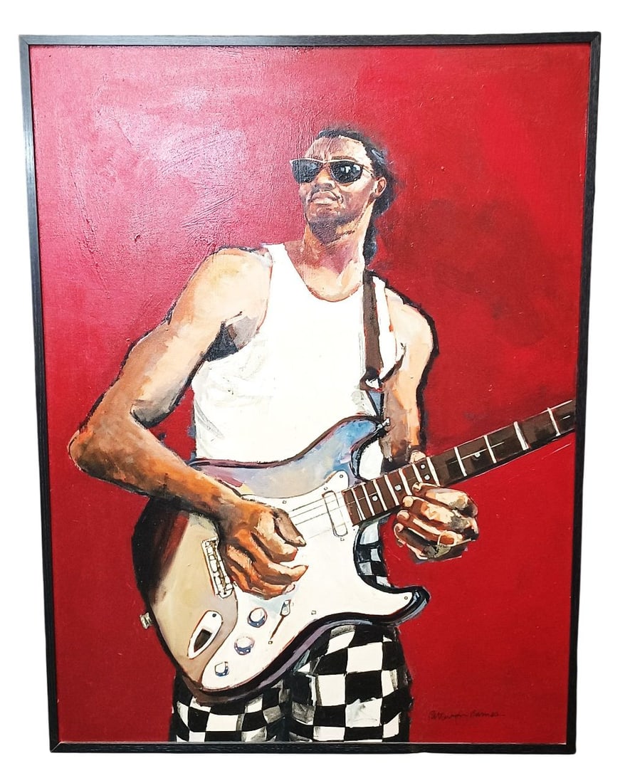 Large Gary Patterson Marion Barnes Music Painting Red Man 48x35.75 Inches New Orleans Louisiana and (1 of 8)