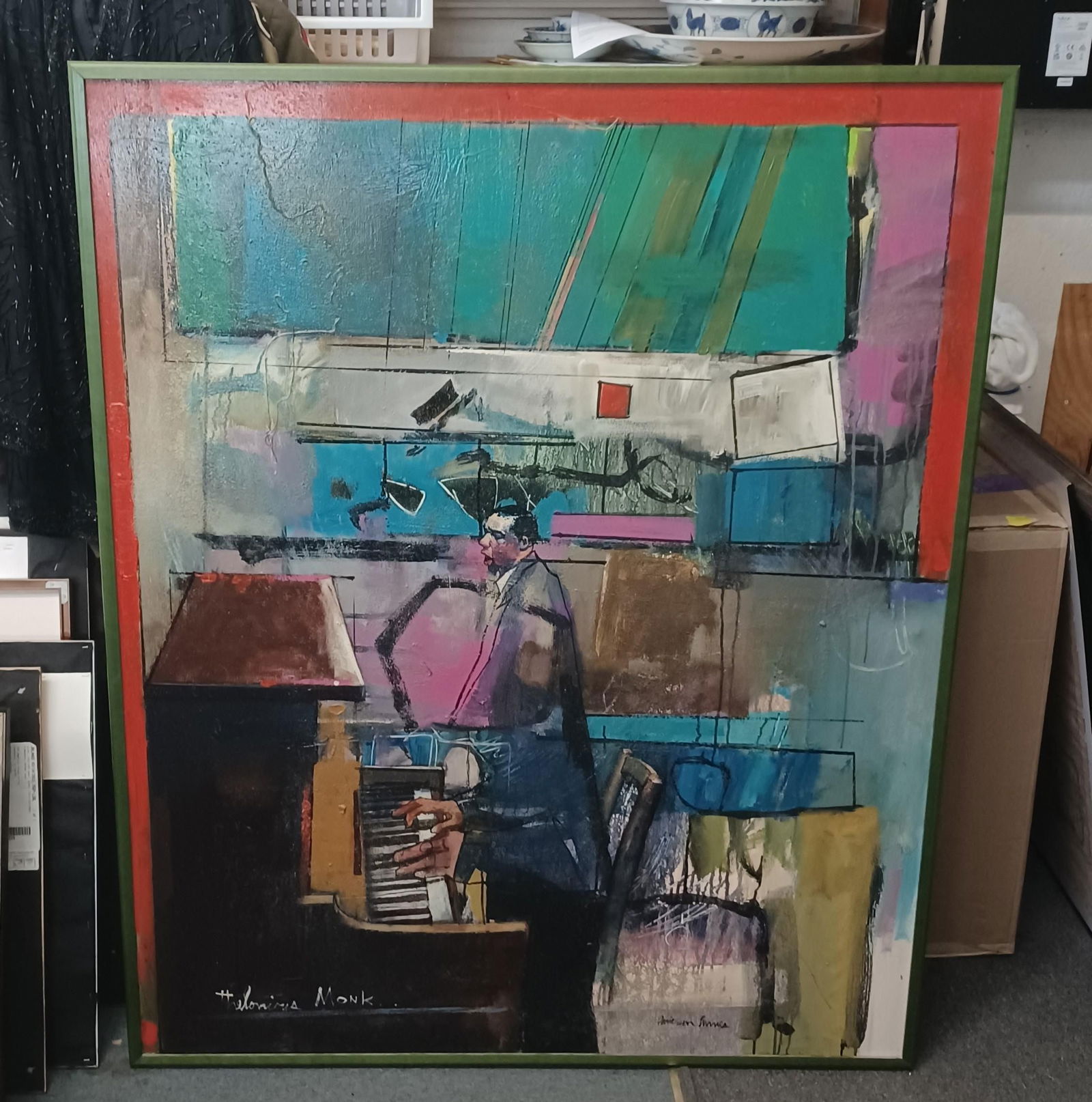 Large Gary Patterson Marion Barnes Music Painting Thelonious Monk 57.5x47 Inches New Orleans - 2