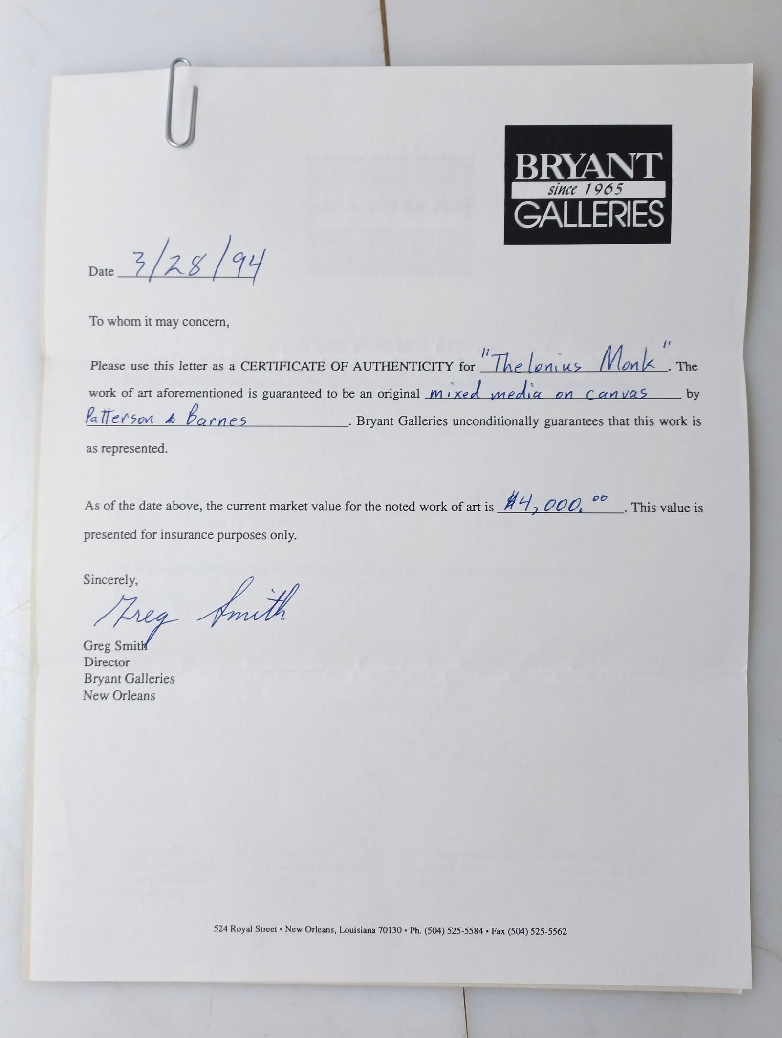 Large Gary Patterson Marion Barnes Music Painting Thelonious Monk 57.5x47 Inches New Orleans - 7