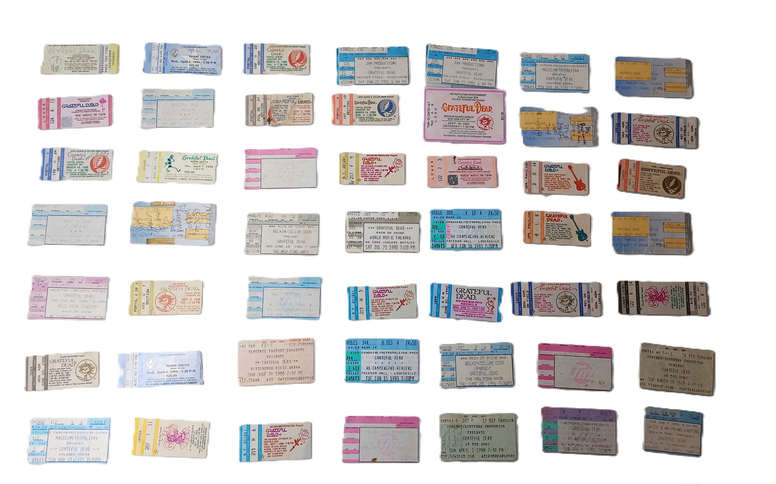 Lot of 162 Concert Performance Tickets Grateful Dead and 1993 Ad Handout (1 of 6)